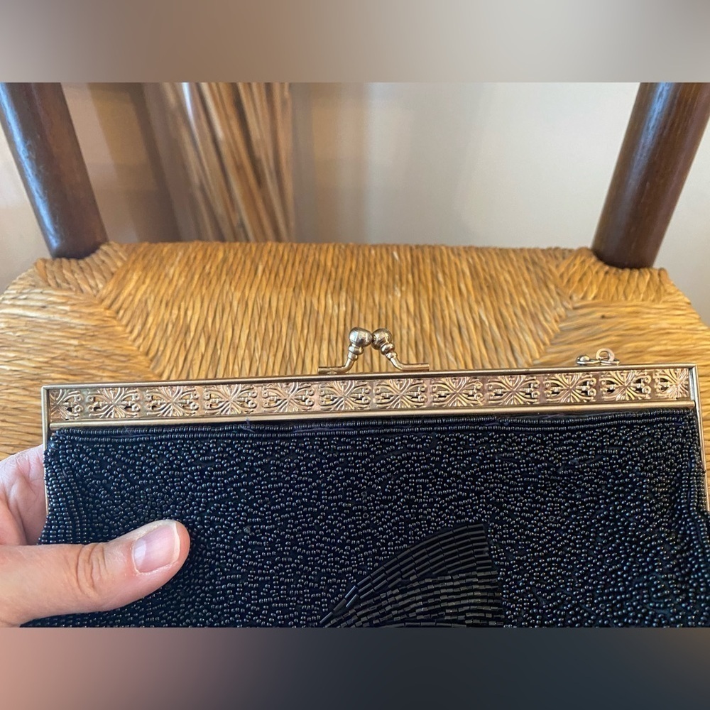 Vintage Handcrafted Walborg Beaded Black Clutch Purse - Picture 6 of 12